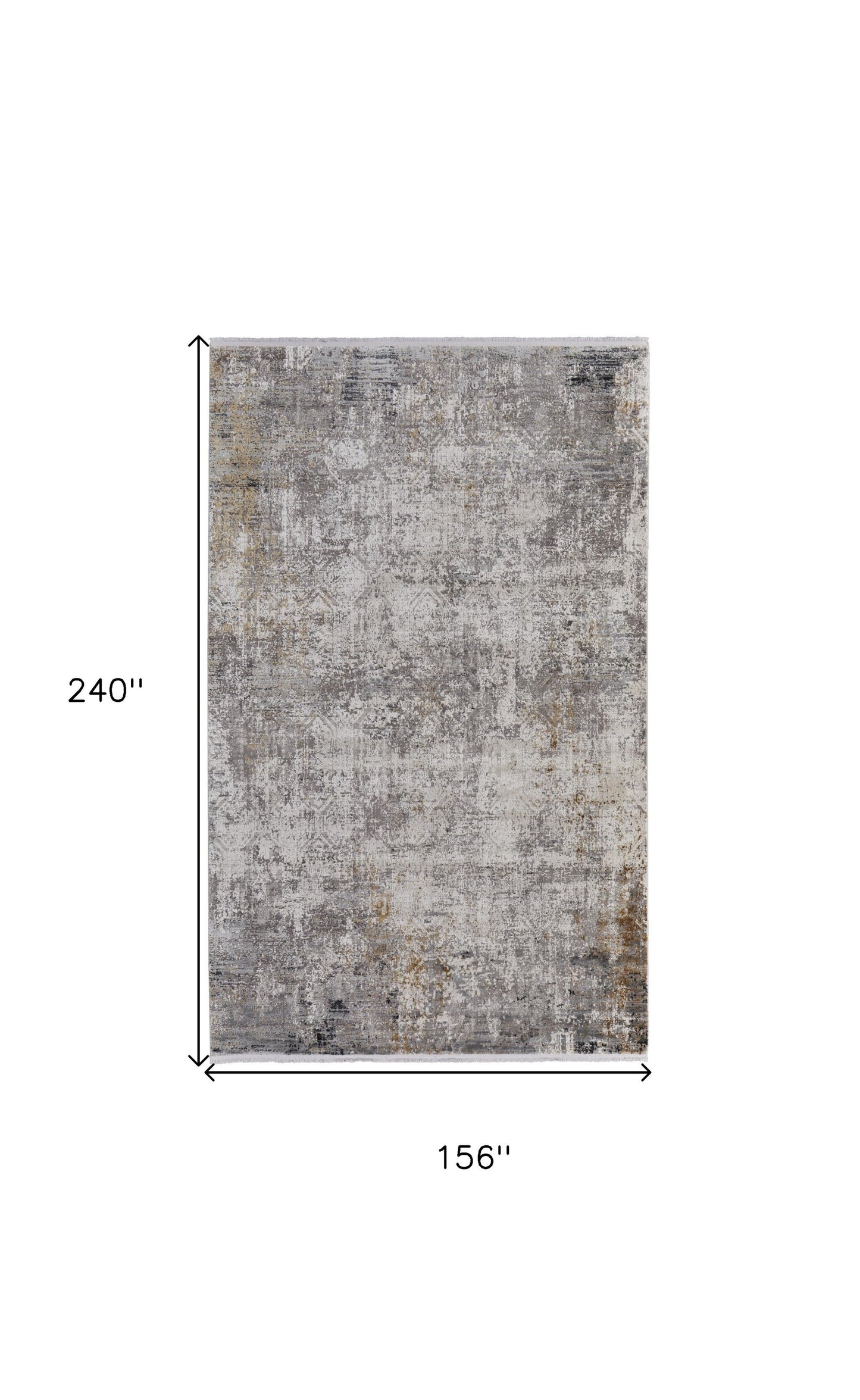 13' X 20' Ivory Taupe and Gray Abstract Power Loom Distressed Area Rug With Fringe