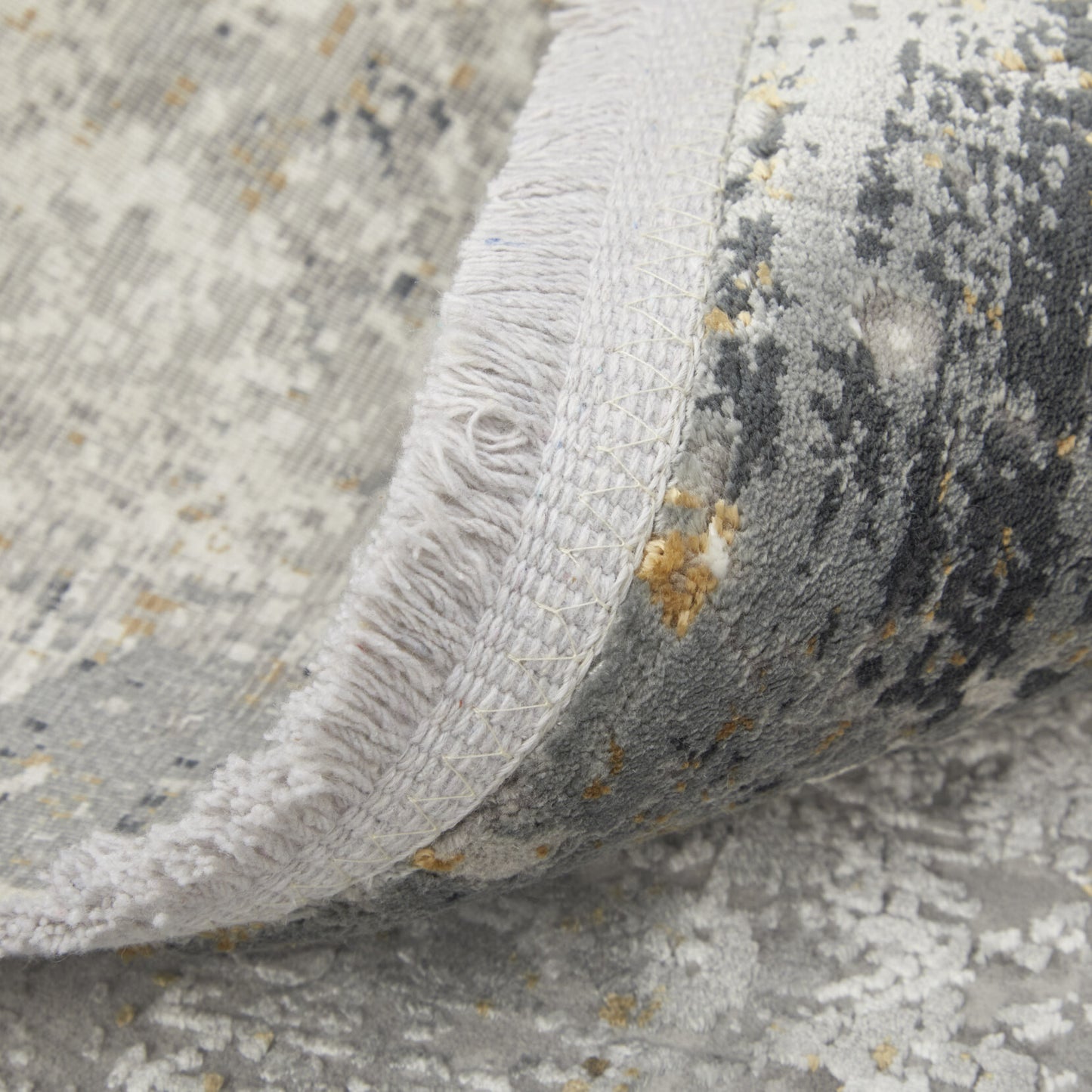 13' X 20' Ivory Taupe and Gray Abstract Power Loom Distressed Area Rug With Fringe