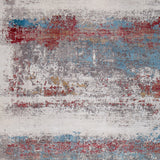 13' X 20' Gray Blue and Red Abstract Power Loom Area Rug With Fringe