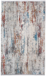 13' X 20' Gray Blue and Red Abstract Power Loom Area Rug With Fringe