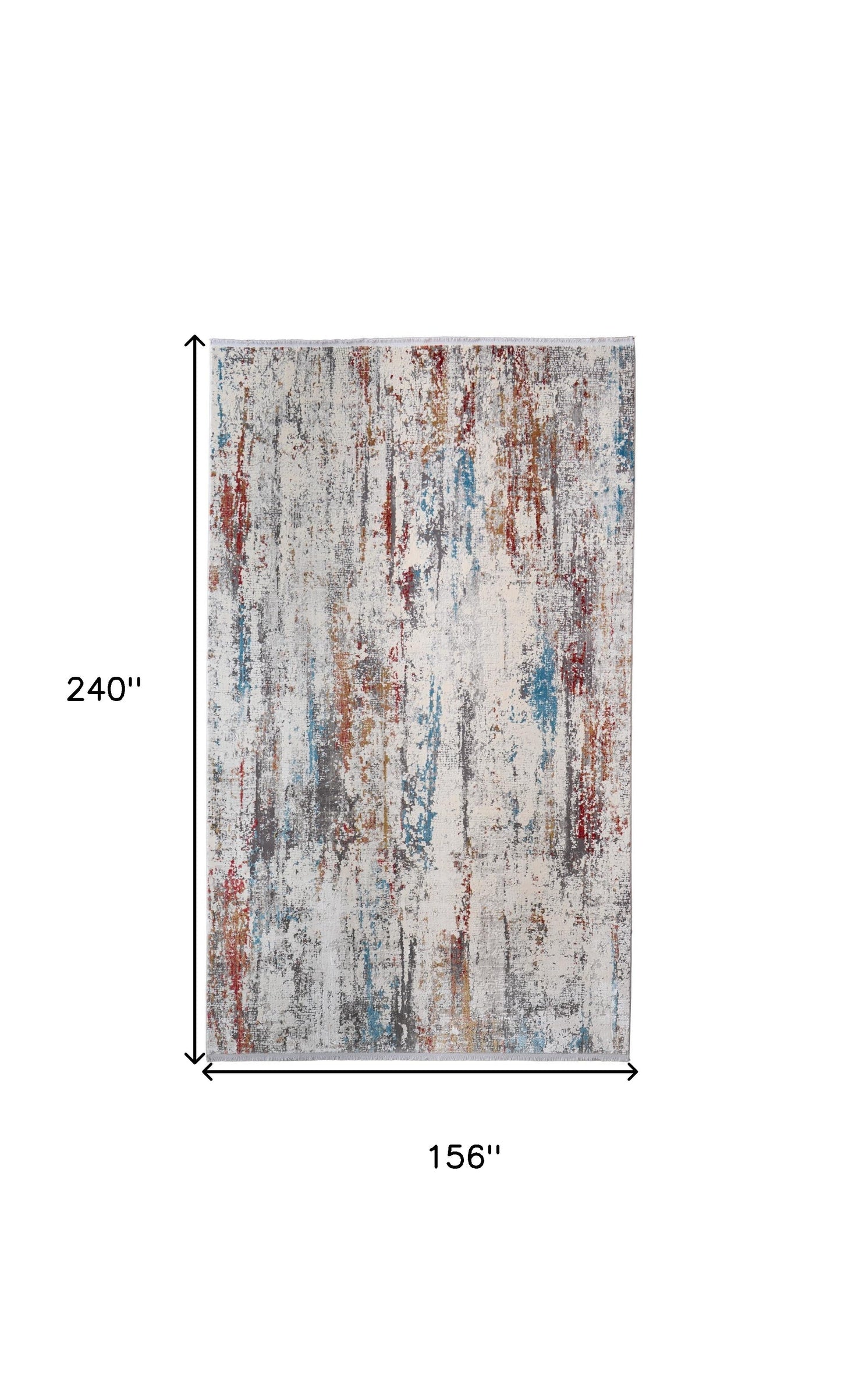 13' X 20' Gray Blue and Red Abstract Power Loom Area Rug With Fringe