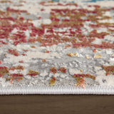 13' X 20' Gray Blue and Red Abstract Power Loom Area Rug With Fringe