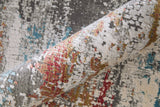 13' X 20' Gray Blue and Red Abstract Power Loom Area Rug With Fringe