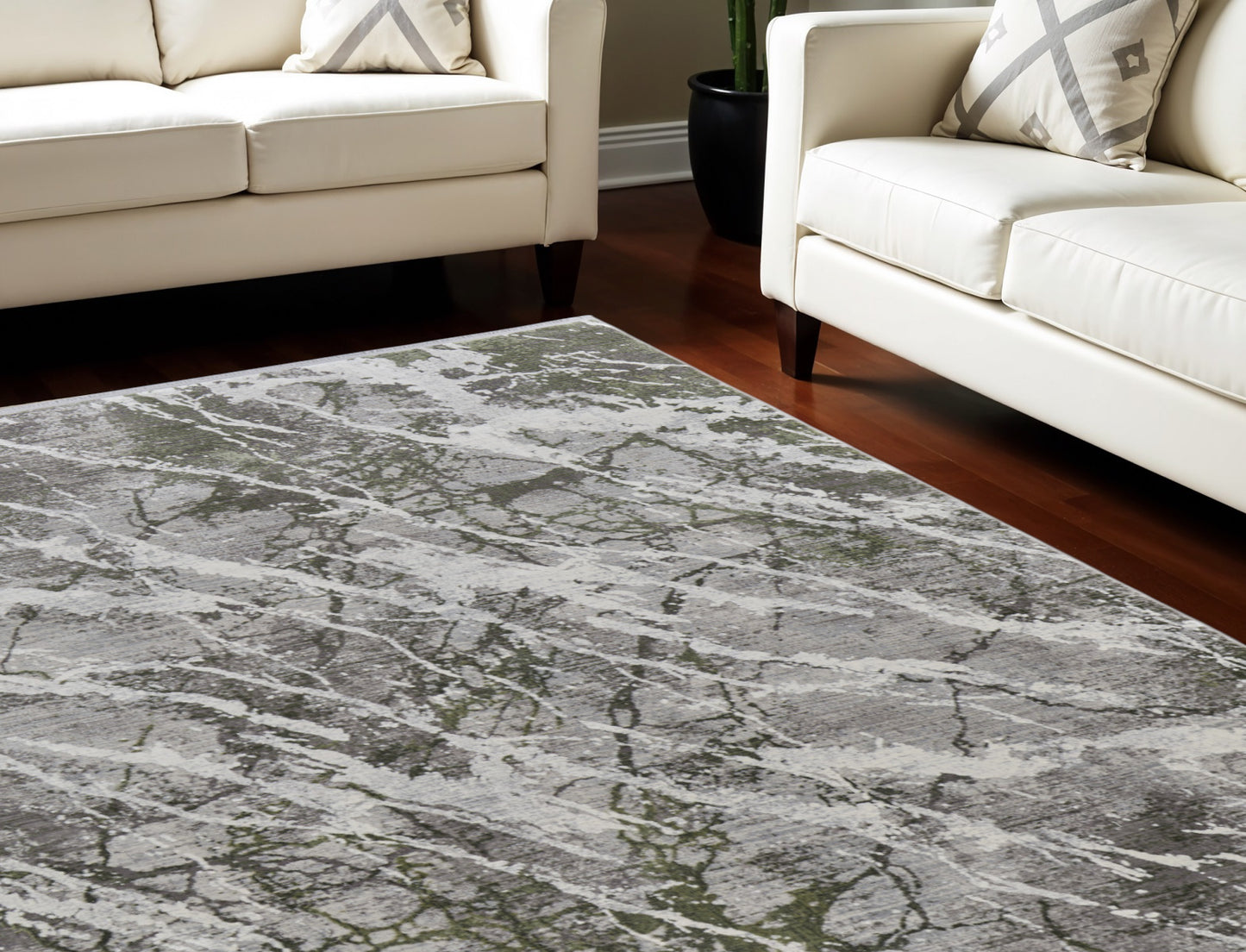 12' X 15' Taupe and Gray Abstract Power Loom Area Rug With Fringe
