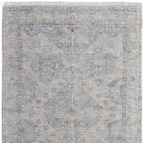 8' X 10' Gray Blue and Taupe Oriental Hand Woven Distressed Area Rug With Fringe