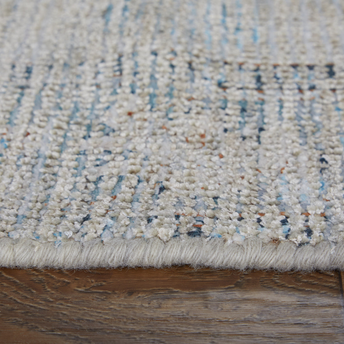 8' X 10' Gray Blue and Taupe Oriental Hand Woven Distressed Area Rug With Fringe