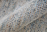 8' X 10' Gray Blue and Taupe Oriental Hand Woven Distressed Area Rug With Fringe