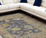 12' X 15' Gold Blue and Purple Wool Oriental Hand Knotted Area Rug With Fringe