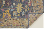 12' X 15' Gold Blue and Purple Wool Oriental Hand Knotted Area Rug With Fringe