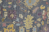 12' X 15' Gold Blue and Purple Wool Oriental Hand Knotted Area Rug With Fringe