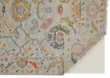 12' X 15' Gray Red and Yellow Wool Oriental Hand Knotted Area Rug With Fringe