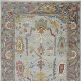 12' X 15' Gray Blue and Gold Wool Oriental Hand Knotted Area Rug With Fringe