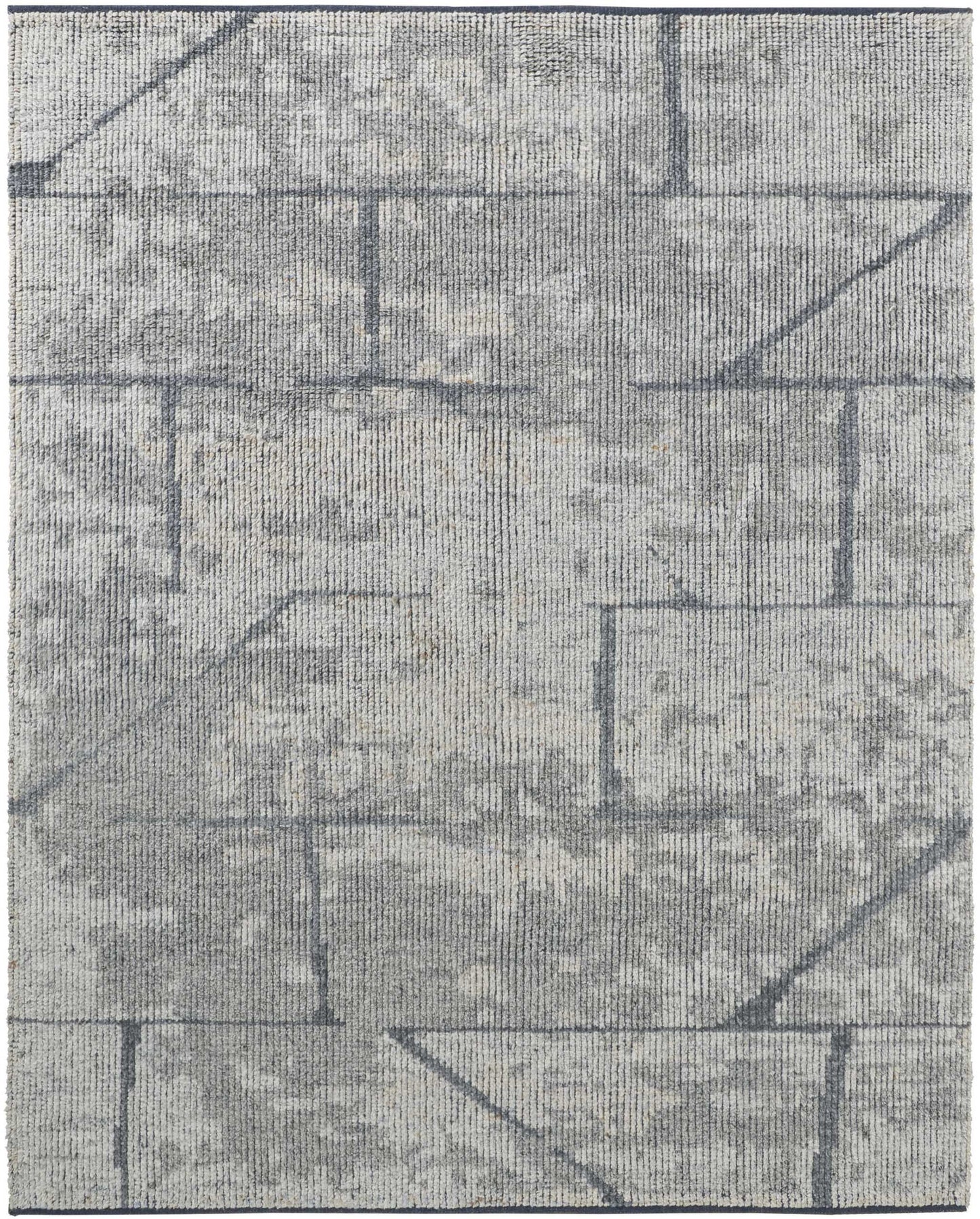 6' X 9' Gray and Silver Wool Abstract Hand Knotted Worn Faded Area Rug