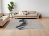 12' X 15' Gray Ivory and Blue Abstract Hand Tufted Area Rug