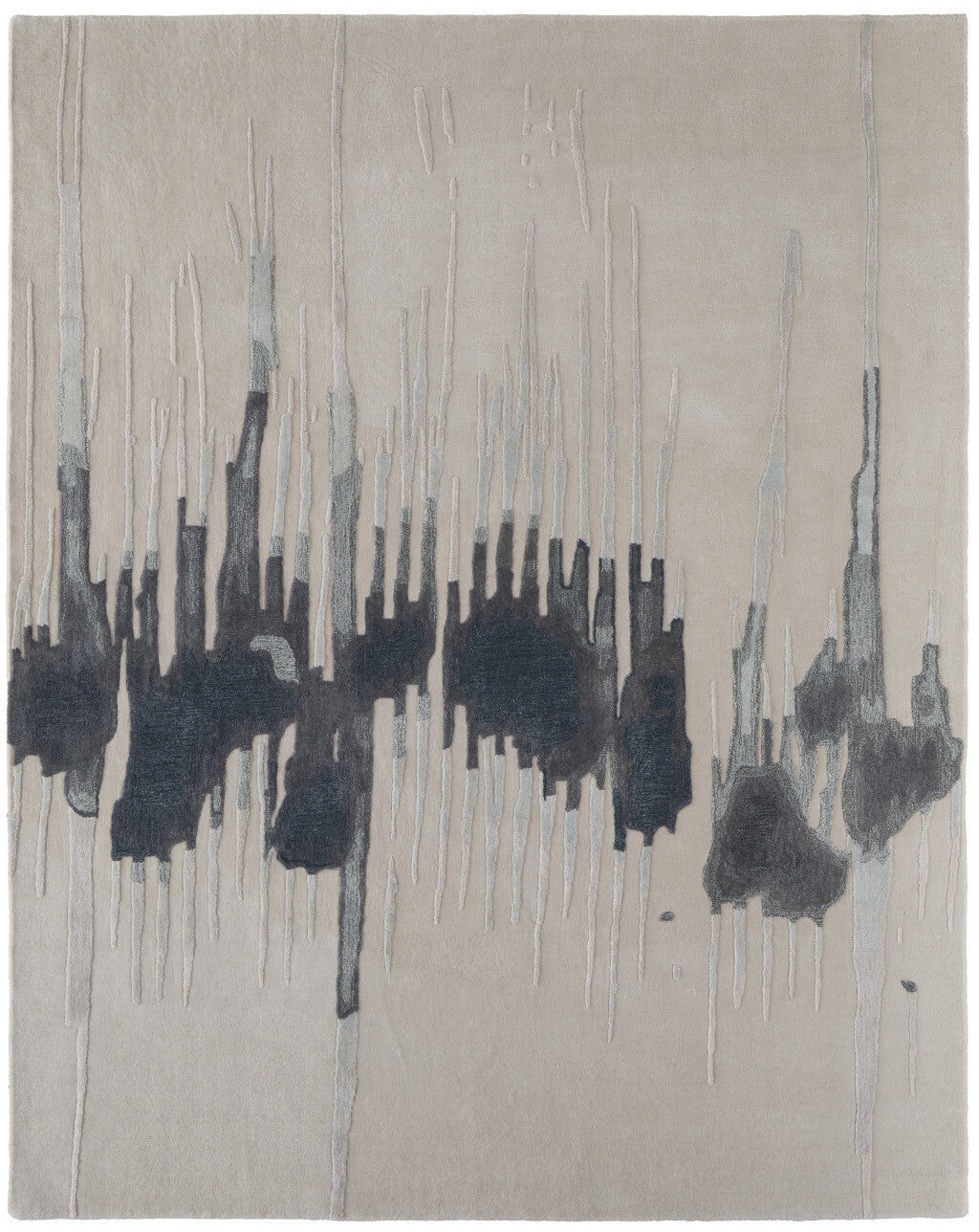 12' X 15' Gray Ivory and Blue Abstract Hand Tufted Area Rug