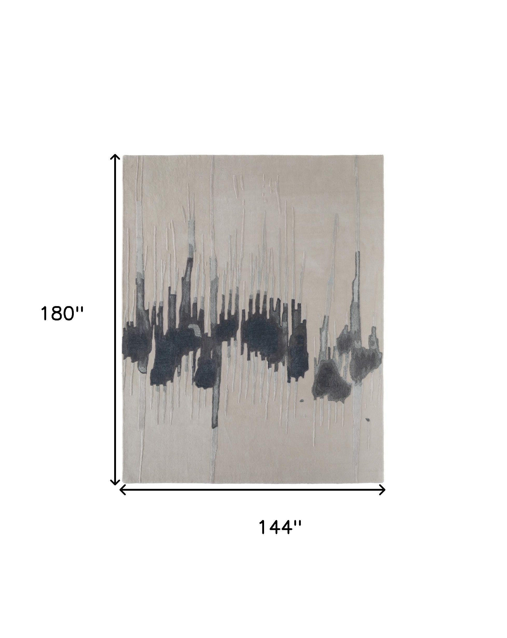 12' X 15' Gray Ivory and Blue Abstract Hand Tufted Area Rug