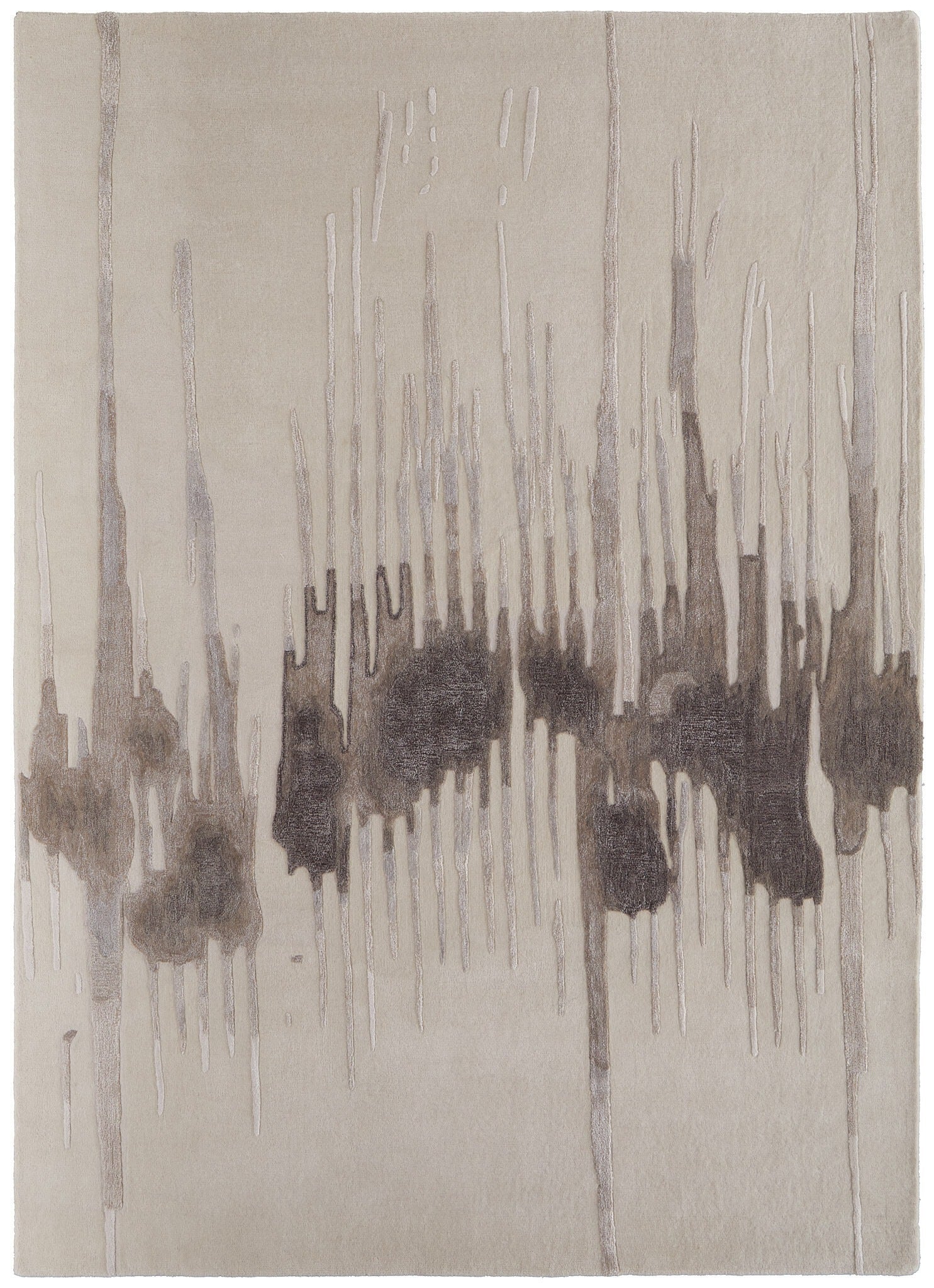 12' X 15' Gray Ivory and Blue Abstract Hand Tufted Area Rug