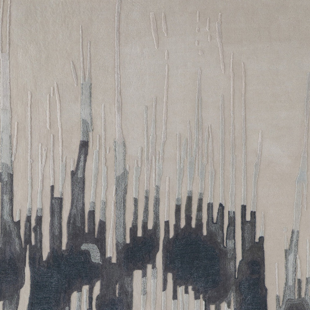 12' X 15' Gray Ivory and Blue Abstract Hand Tufted Area Rug