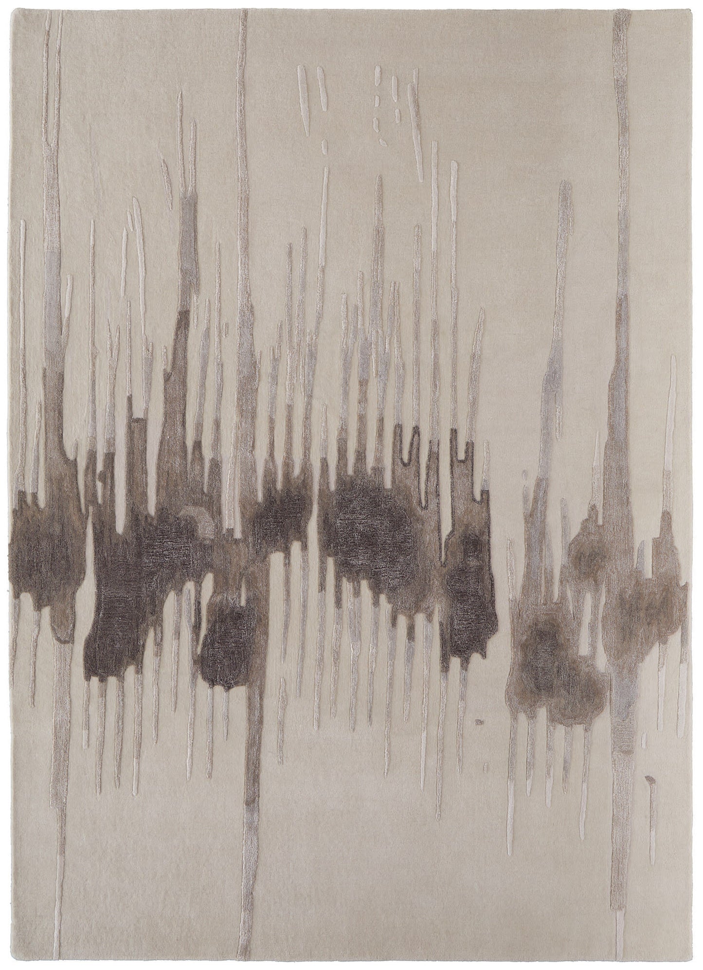 5' X 8' Ivory Taupe and Brown Abstract Hand Tufted Area Rug