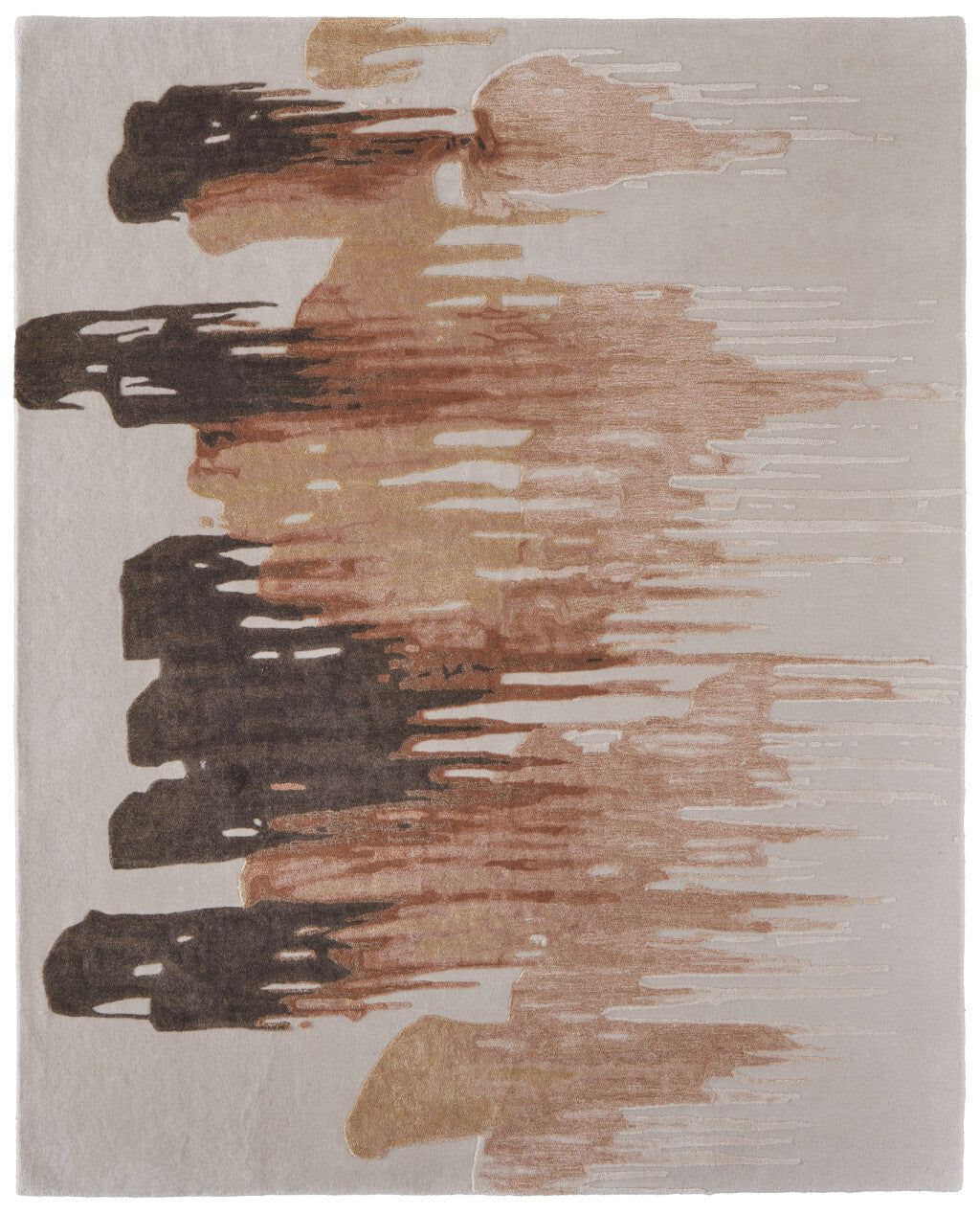 12' X 15' Tan Brown and Orange Abstract Hand Tufted Area Rug