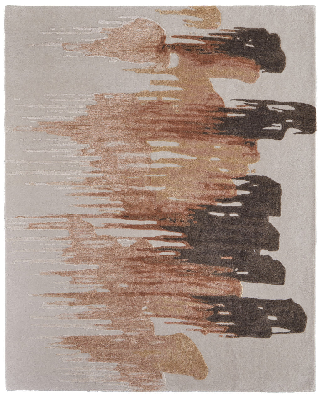 12' X 15' Tan Brown and Orange Abstract Hand Tufted Area Rug