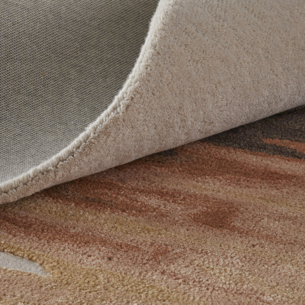 12' X 15' Tan Brown and Orange Abstract Hand Tufted Area Rug