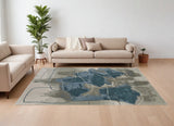 12' X 15' Blue and Gray Abstract Hand Tufted Area Rug