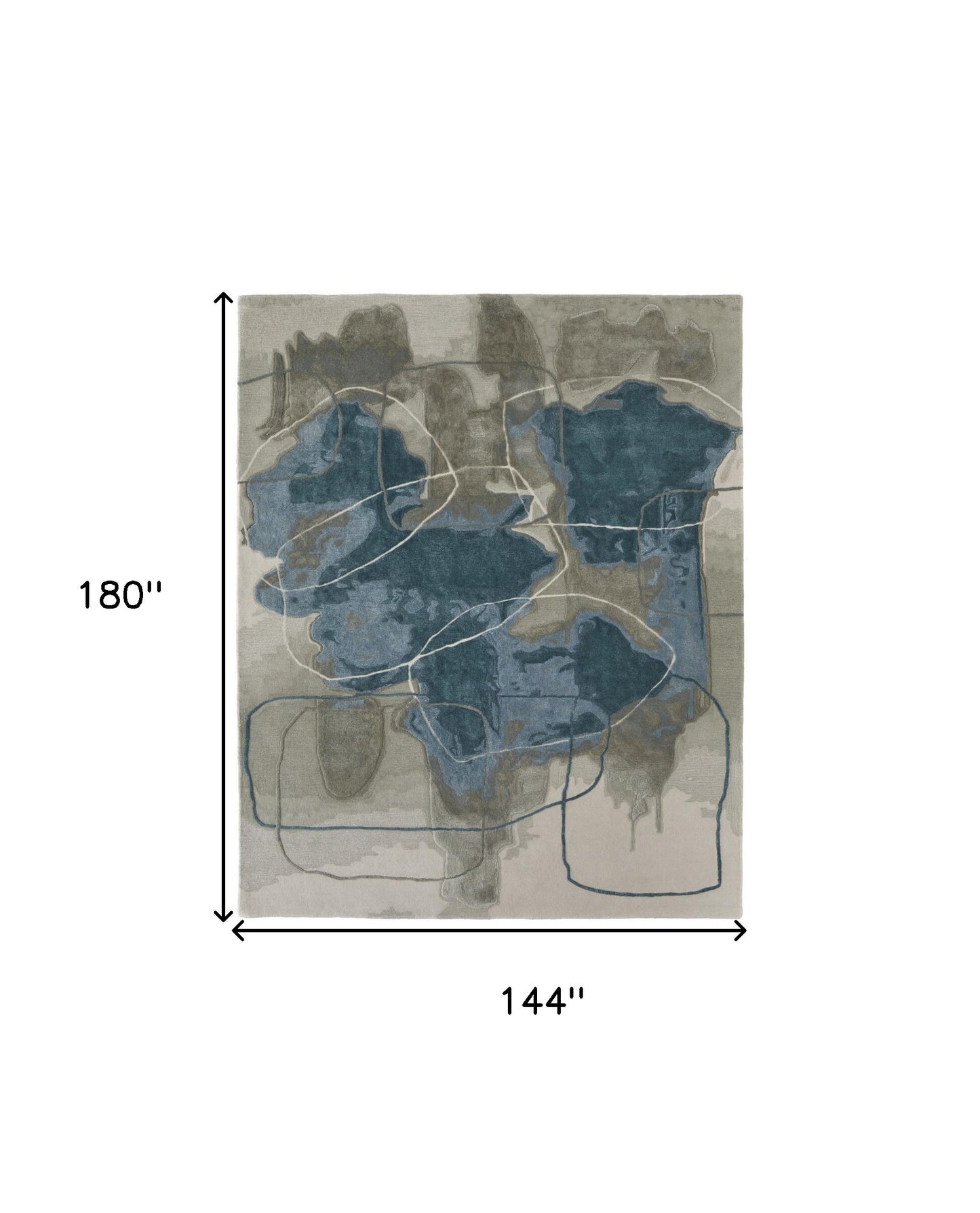12' X 15' Blue and Gray Abstract Hand Tufted Area Rug