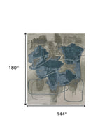 12' X 15' Blue and Gray Abstract Hand Tufted Area Rug