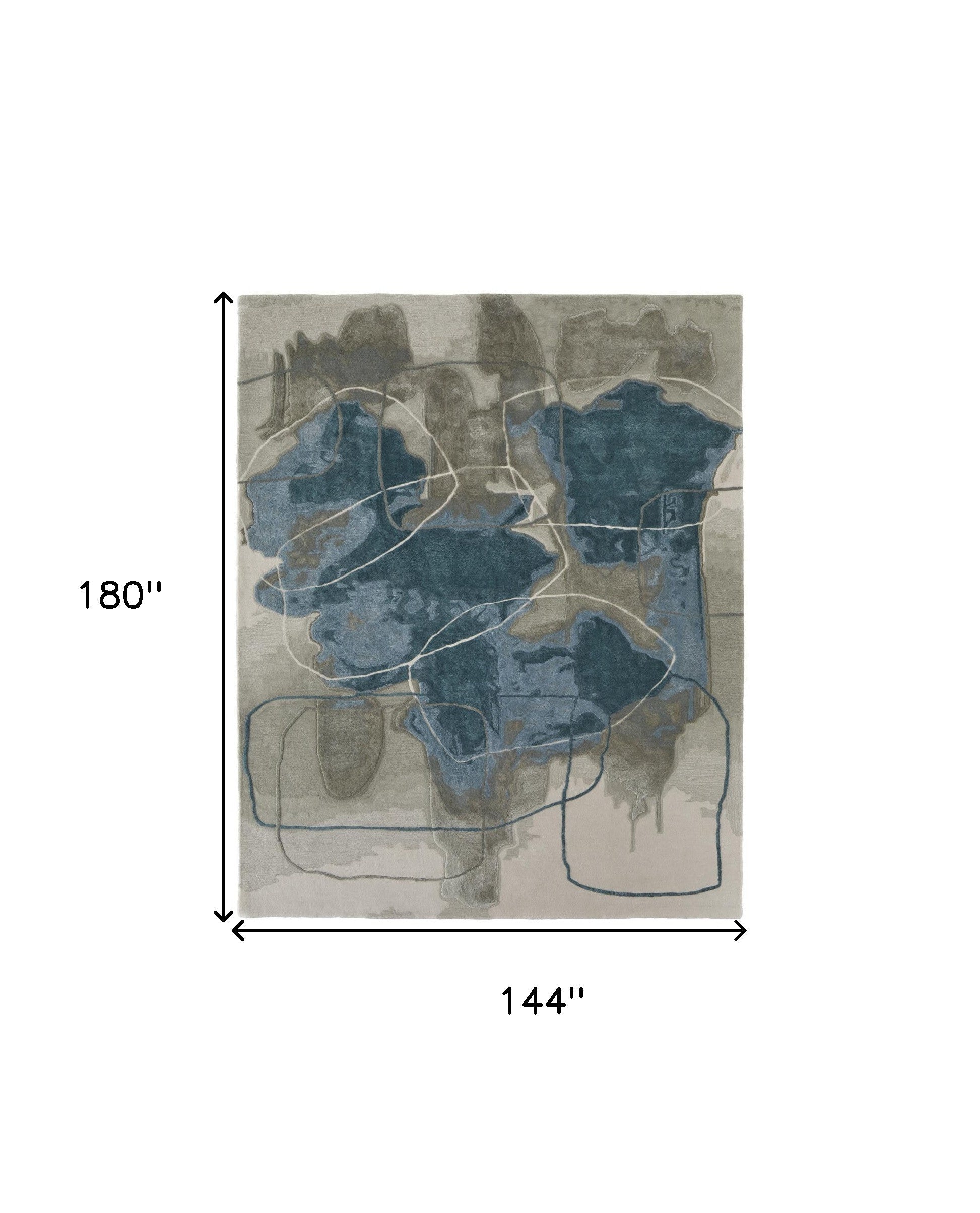 12' X 15' Blue and Gray Abstract Hand Tufted Area Rug