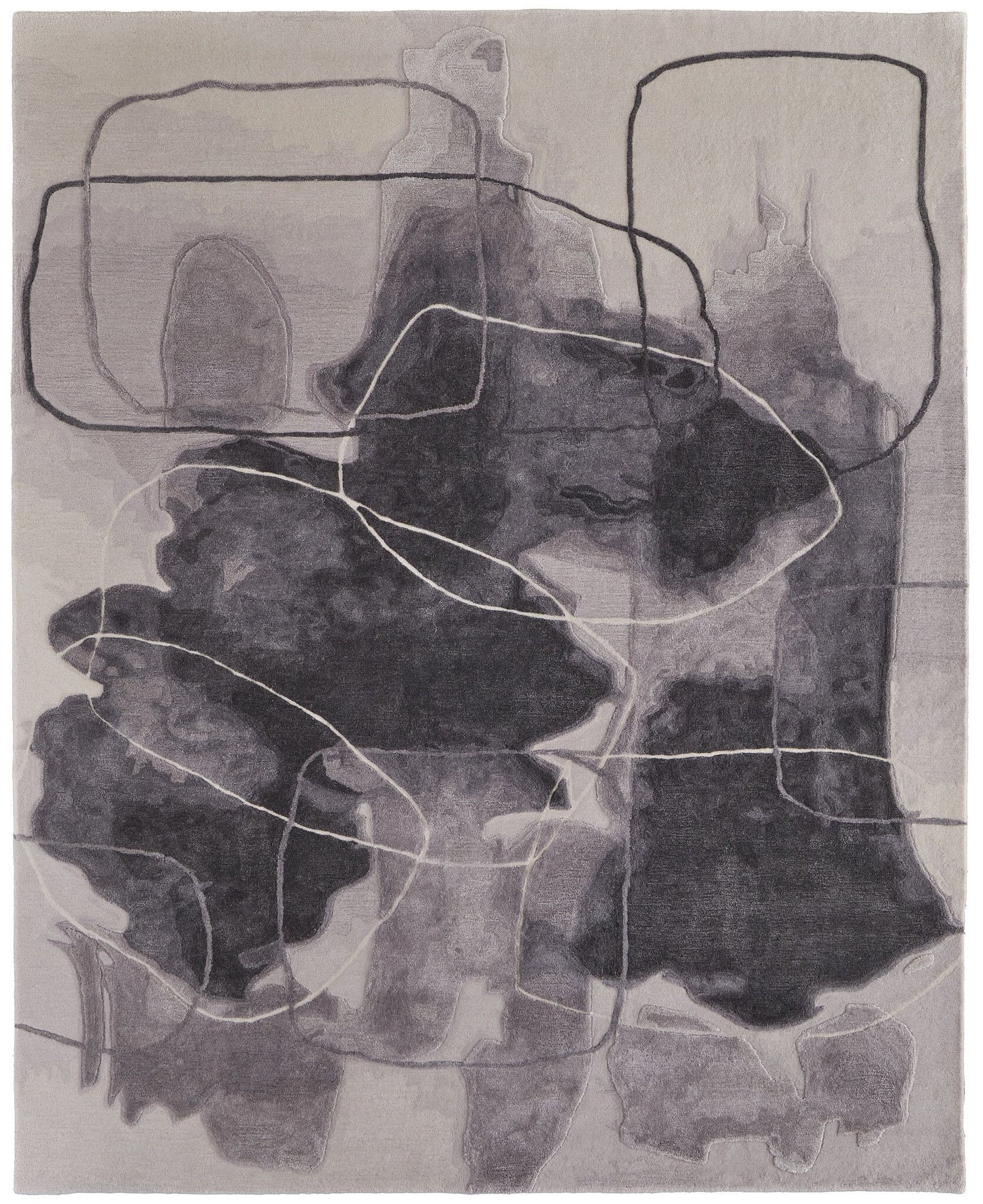 12' X 15' Blue and Gray Abstract Hand Tufted Area Rug