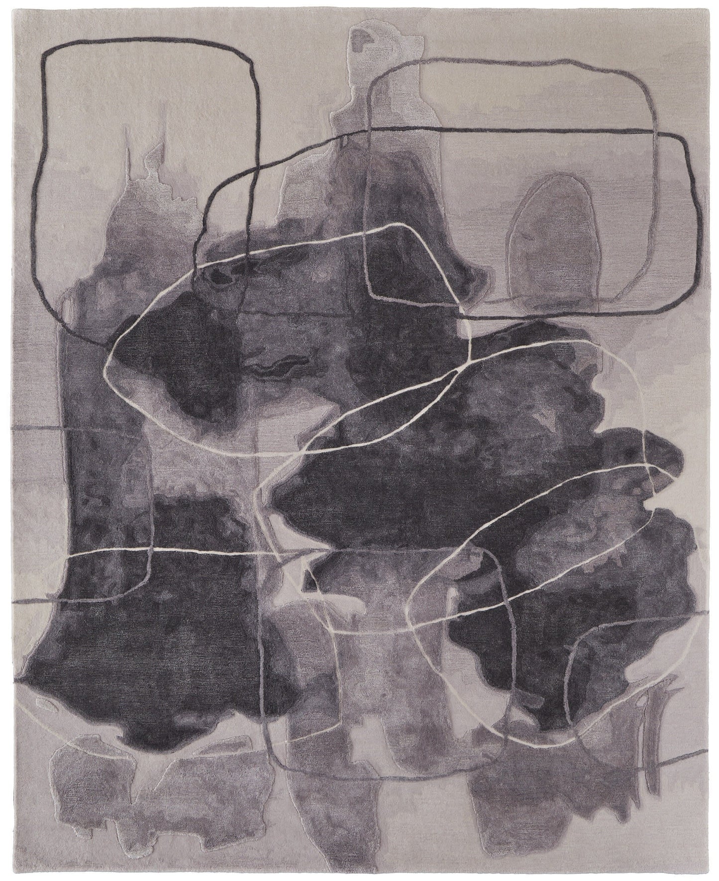 12' X 15' Gray and Ivory Abstract Hand Tufted Area Rug