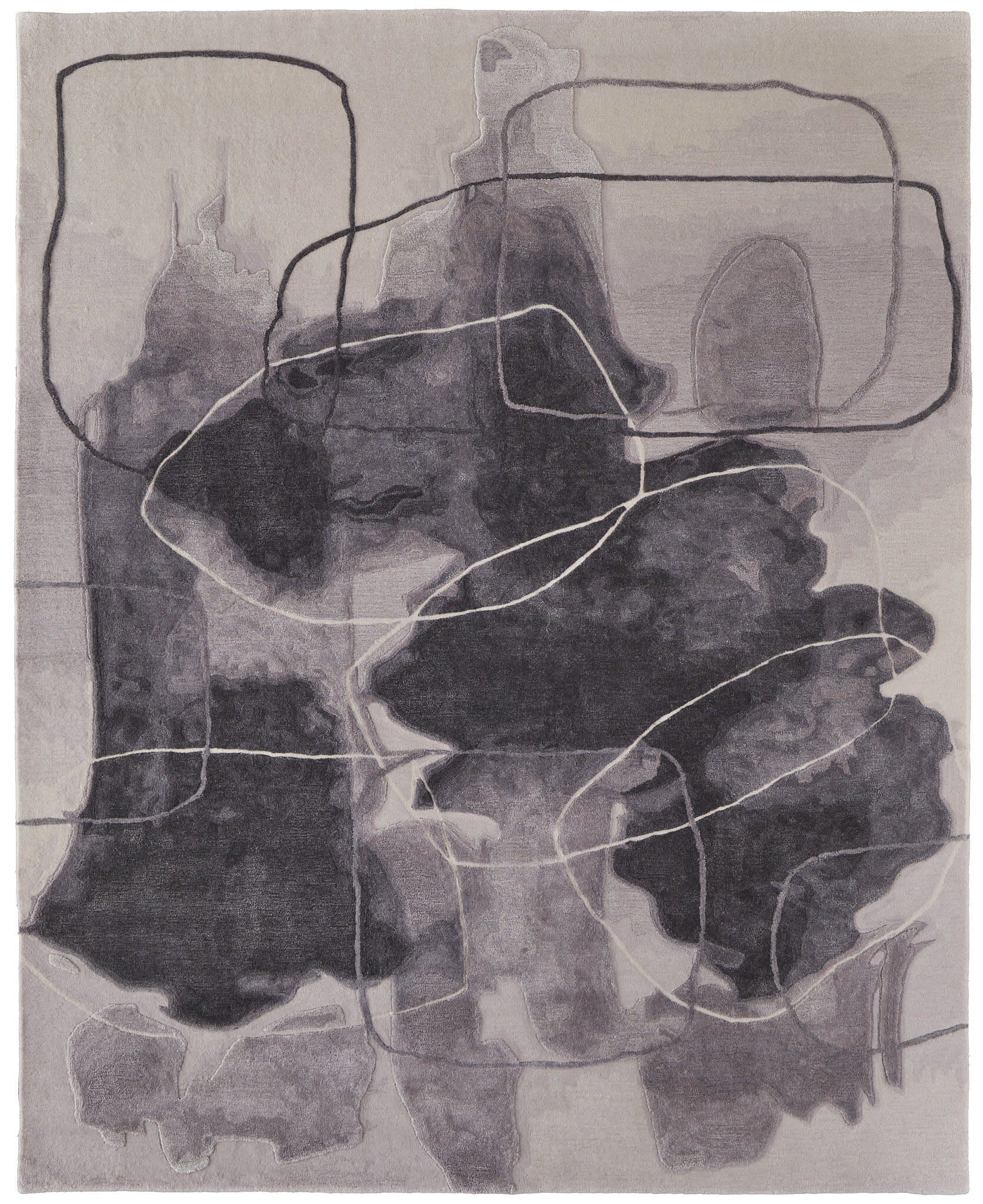 12' X 15' Gray and Ivory Abstract Hand Tufted Area Rug