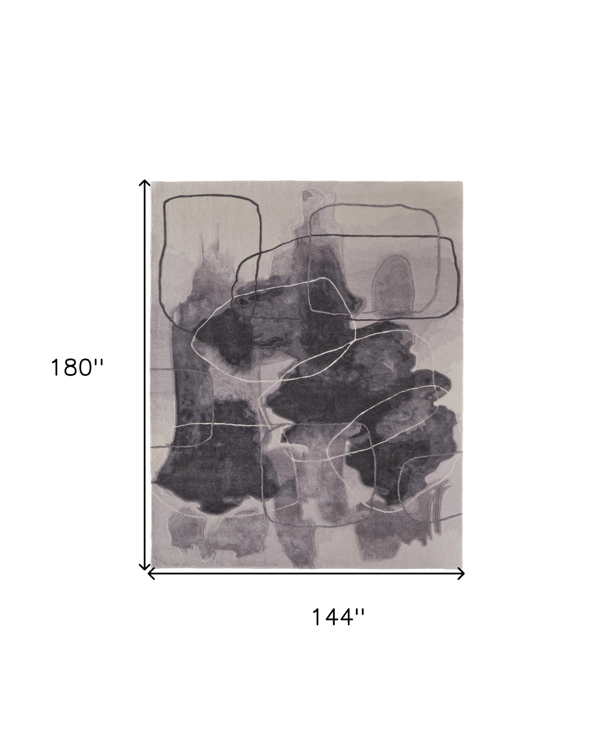 12' X 15' Gray and Ivory Abstract Hand Tufted Area Rug