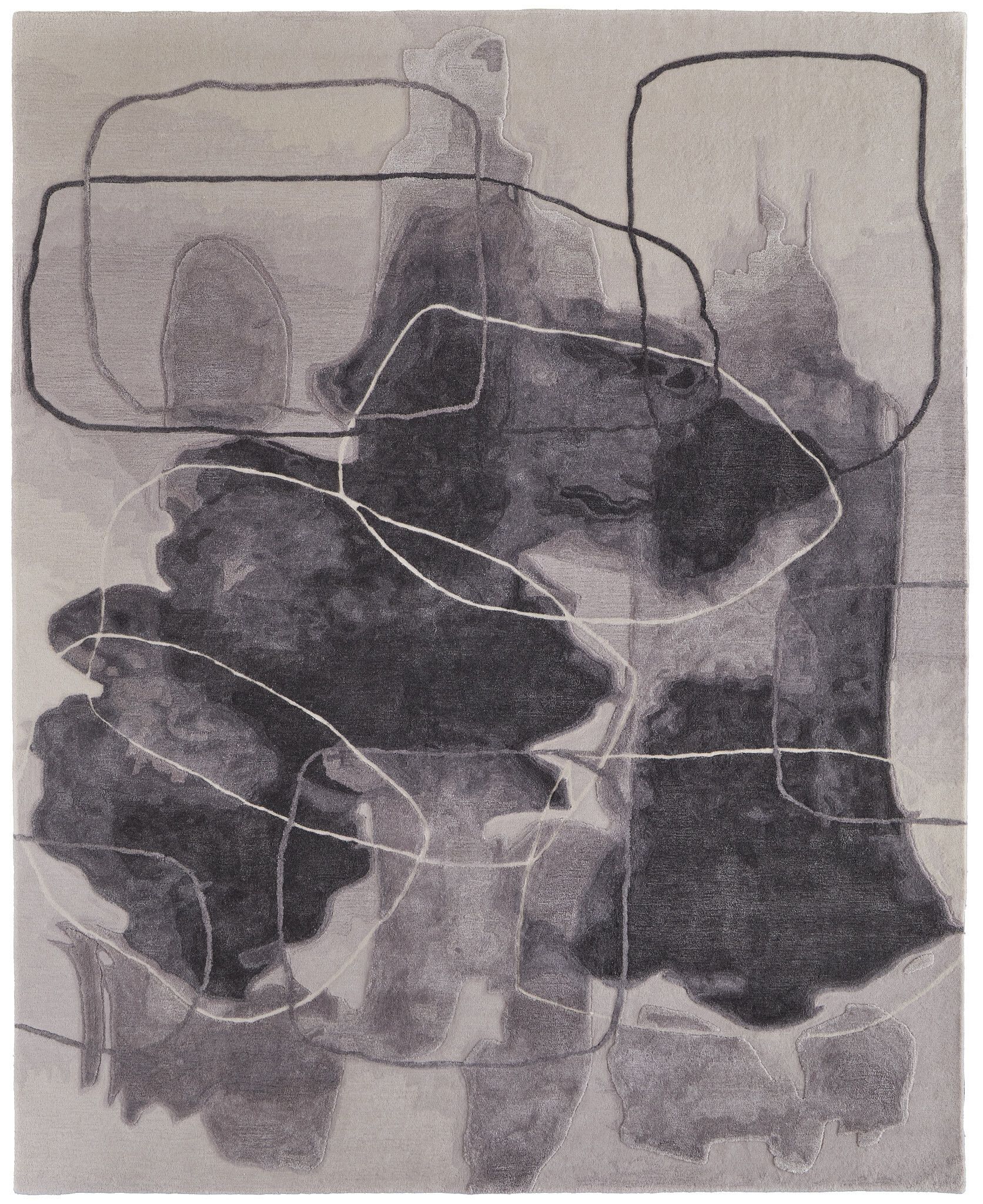 12' X 15' Gray and Ivory Abstract Hand Tufted Area Rug