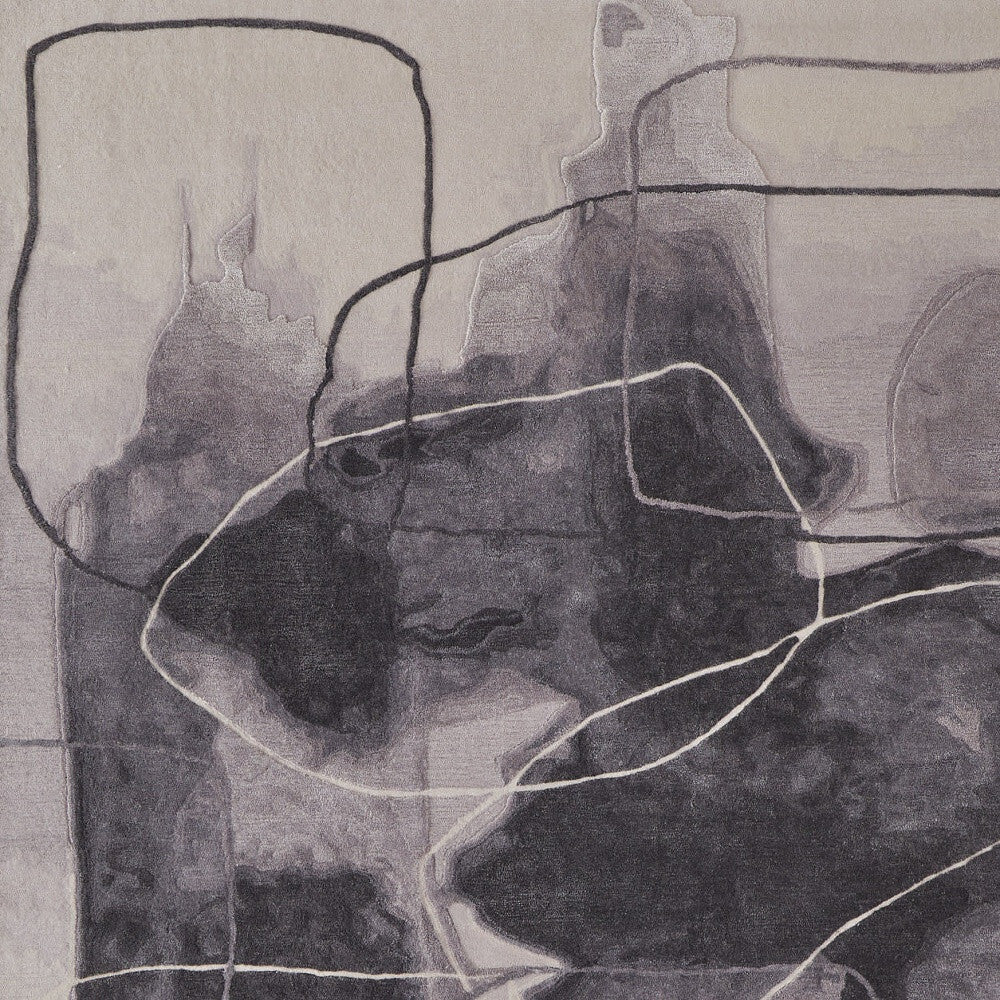 12' X 15' Gray and Ivory Abstract Hand Tufted Area Rug