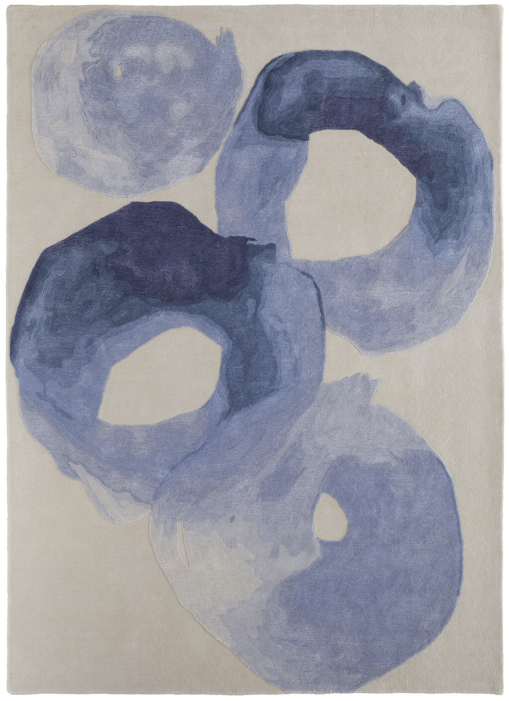 12' X 15' Blue and Ivory Abstract Hand Tufted Area Rug