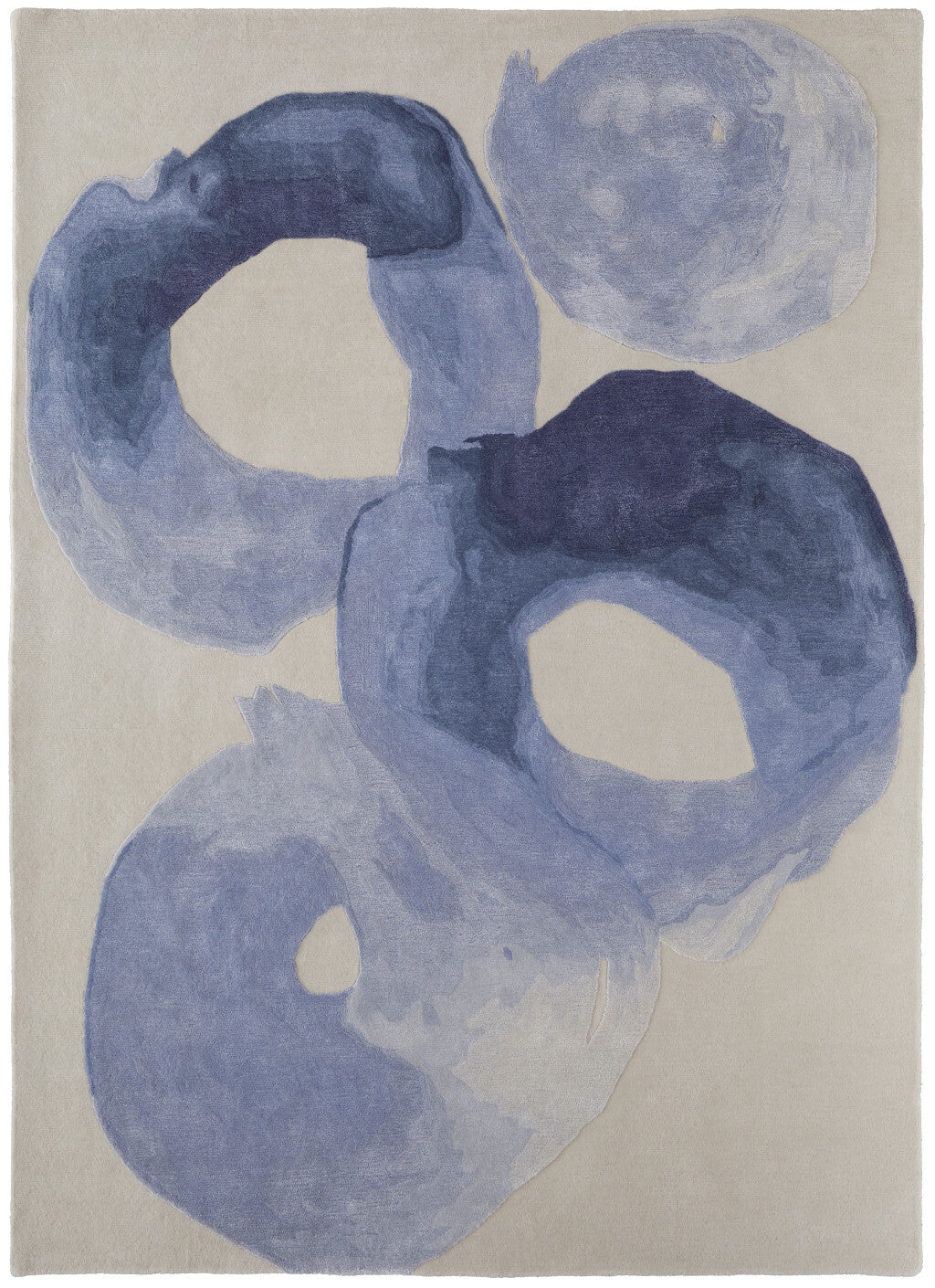 12' X 15' Blue and Ivory Abstract Hand Tufted Area Rug