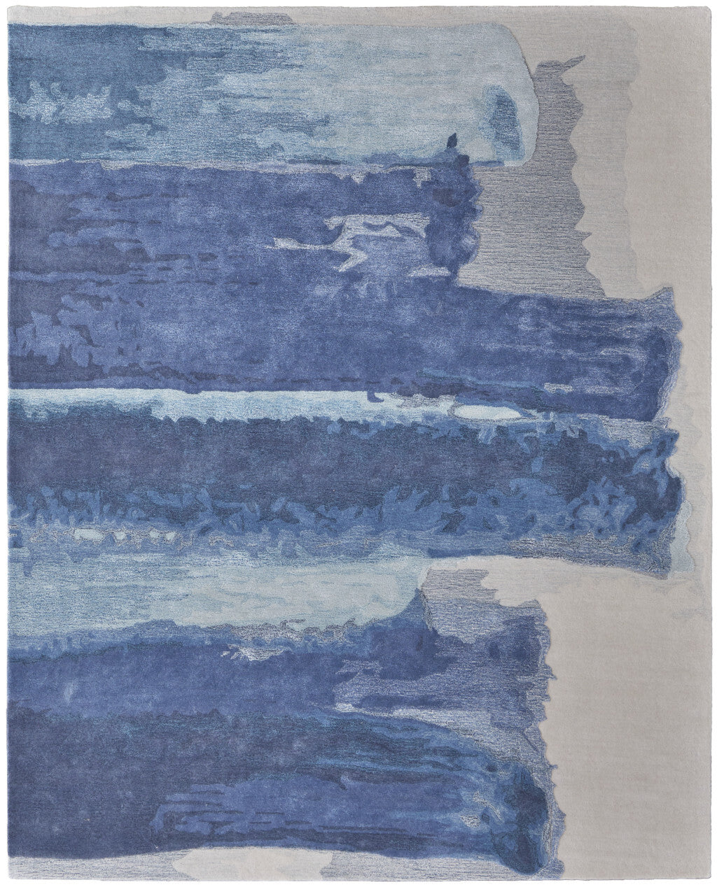 12' X 15' Blue and Ivory Abstract Hand Tufted Area Rug