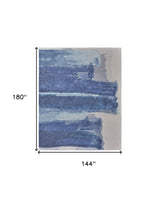 12' X 15' Blue and Ivory Abstract Hand Tufted Area Rug