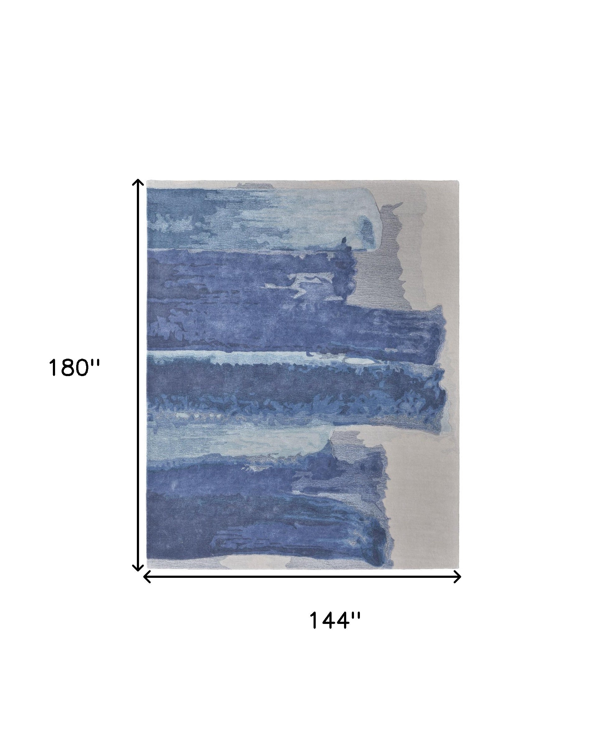 12' X 15' Blue and Ivory Abstract Hand Tufted Area Rug