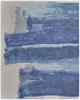 12' X 15' Blue and Ivory Abstract Hand Tufted Area Rug