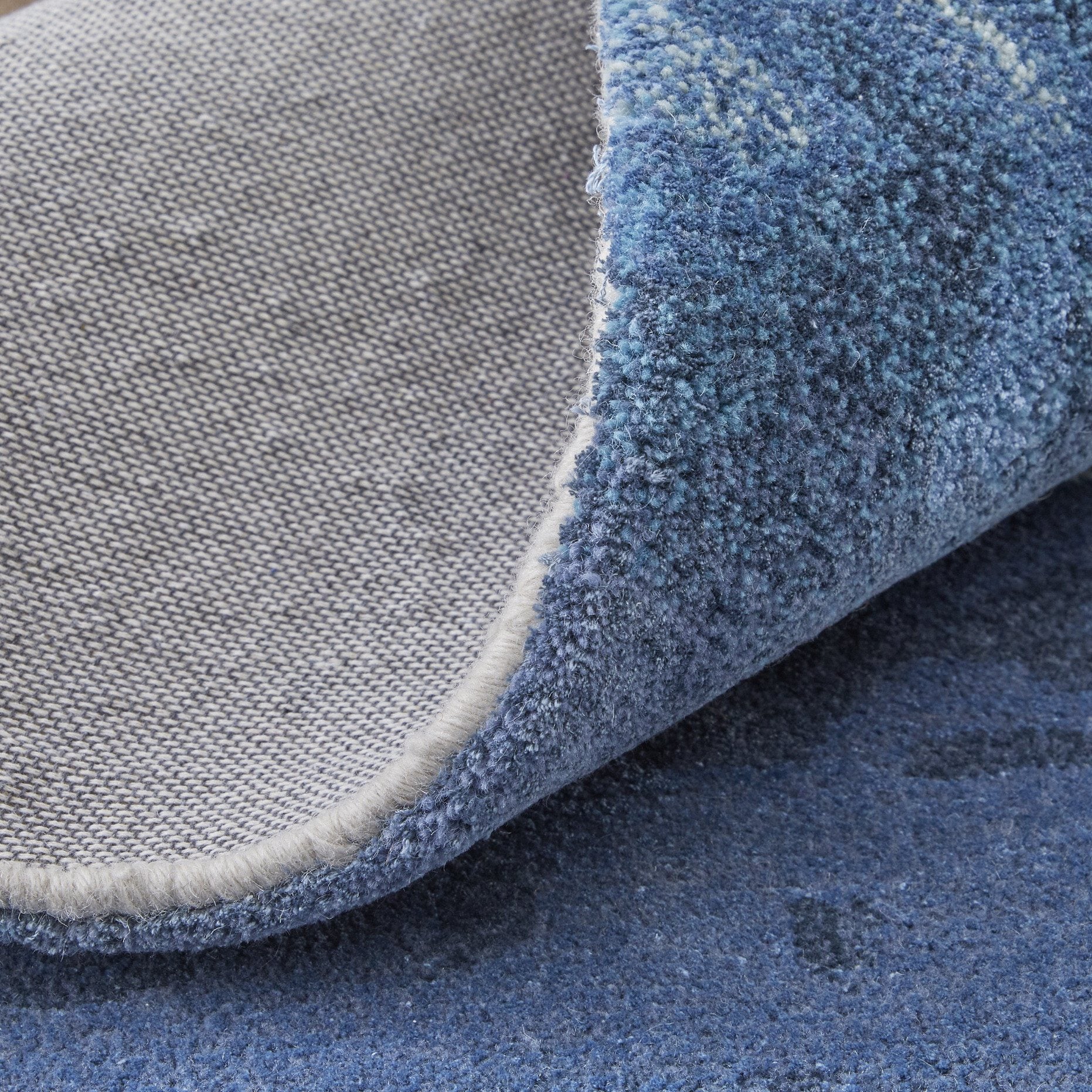 12' X 15' Blue and Ivory Abstract Hand Tufted Area Rug