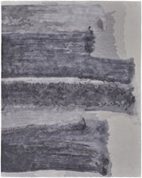 12' X 15' Dark Gray and Ivory Abstract Hand Tufted Area Rug