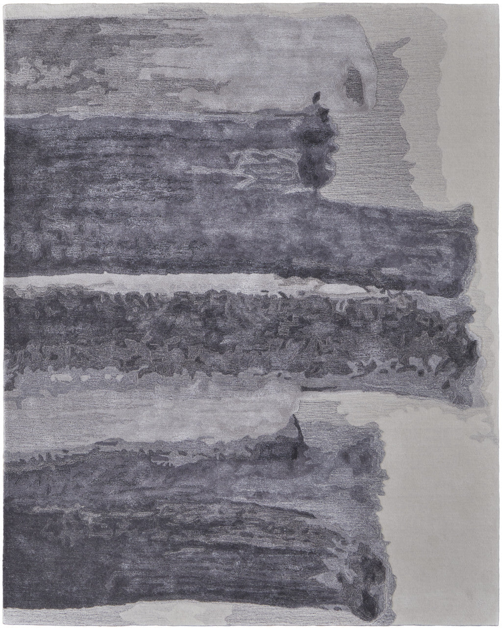 12' X 15' Dark Gray and Ivory Abstract Hand Tufted Area Rug