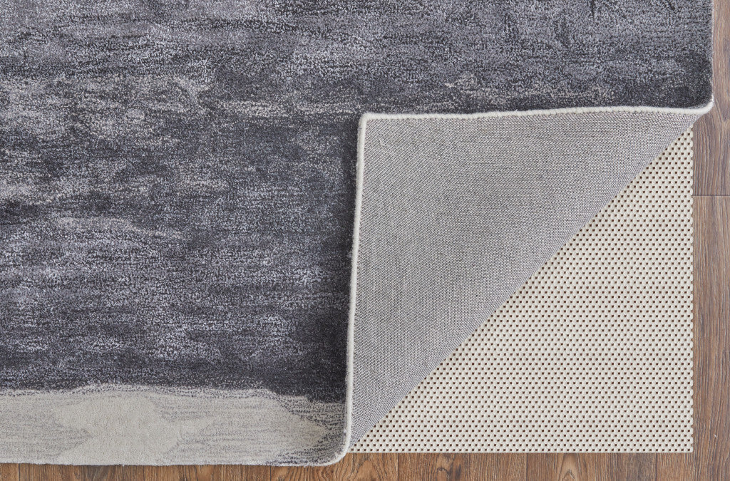 12' X 15' Dark Gray and Ivory Abstract Hand Tufted Area Rug