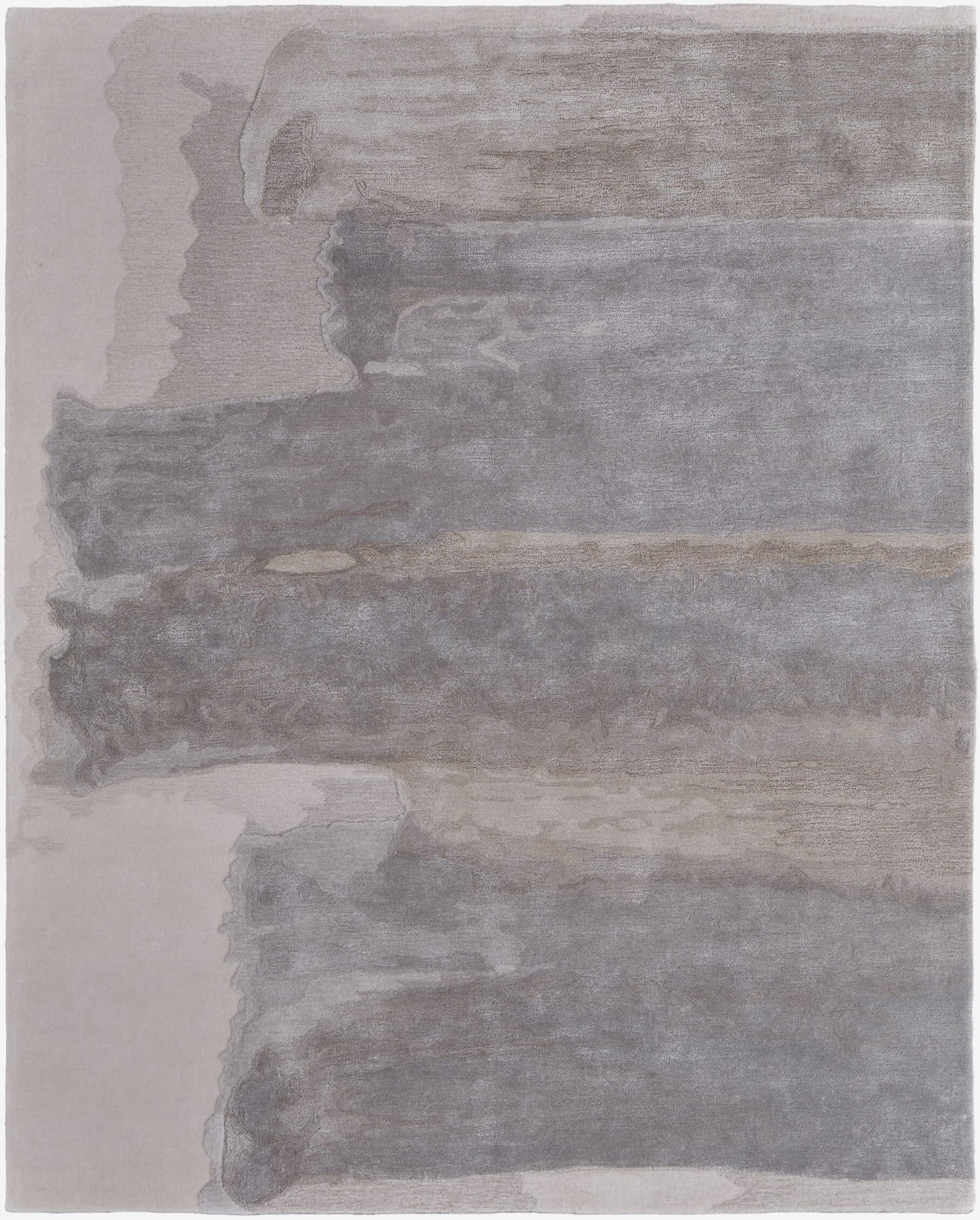 12' X 15' Gray and Ivory Abstract Hand Tufted Area Rug