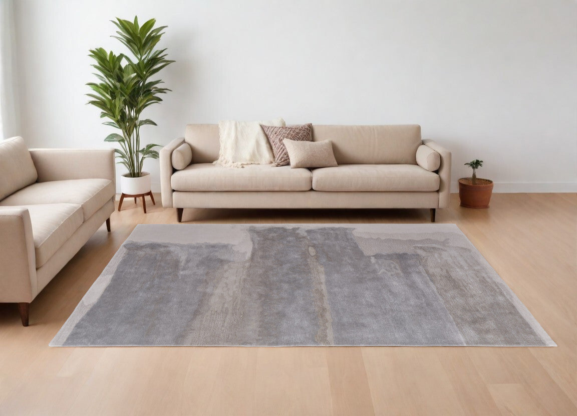 12' X 15' Gray and Ivory Abstract Hand Tufted Area Rug