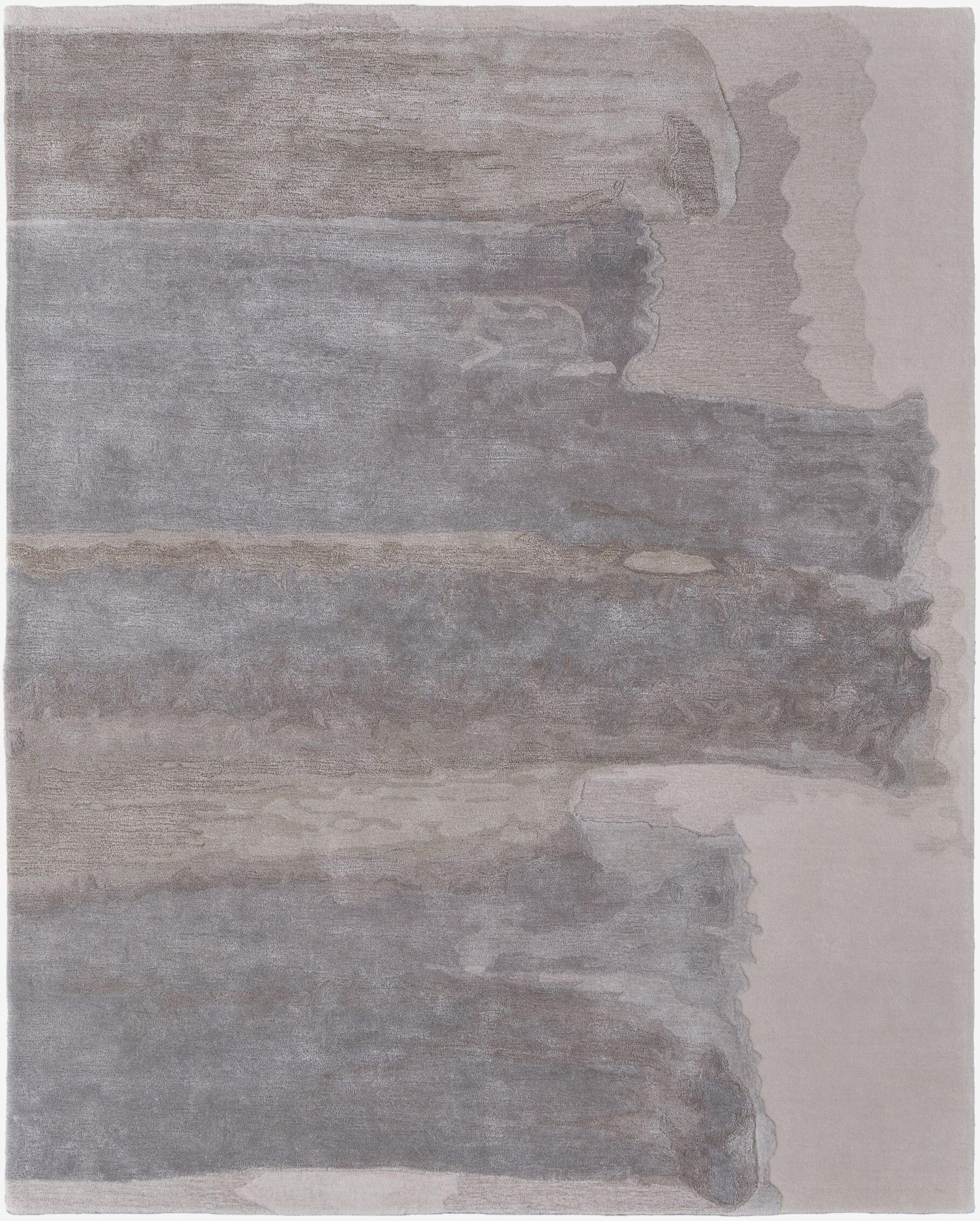 12' X 15' Gray and Ivory Abstract Hand Tufted Area Rug