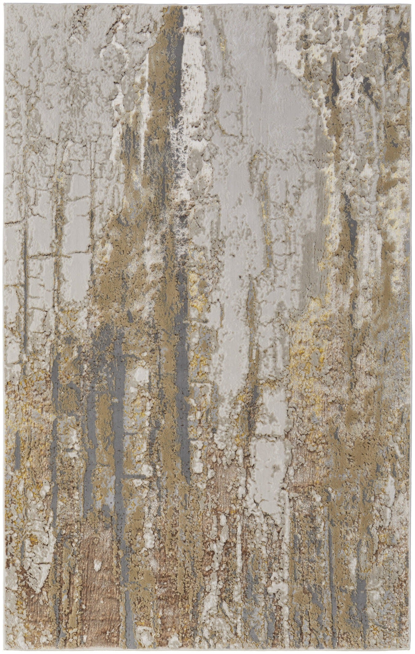 10' X 13' Ivory Gray and Brown Abstract Power Loom Area Rug